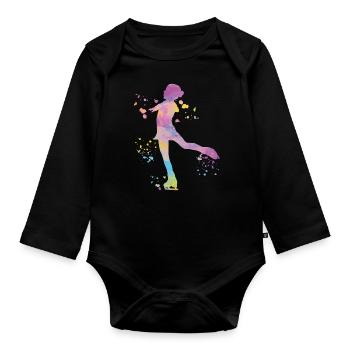 Eiskunstläufer Schlittschuhlaufen Eiskunstlauf - Baby Bio-Langarm-Body - Schwarz - Vorne