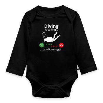 La plongée m’appelle et je dois y aller - Body Bébé bio manches longues - noir - Devant