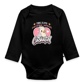 Calopsitte C’est mon soutien émotionnel Amoureux des oiseaux - Body Bébé bio manches longues - noir - Devant