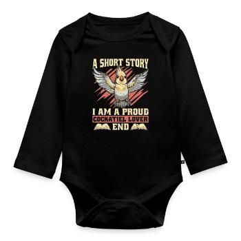 Amoureux de la calopsitte Une histoire courte Je suis amoureux des animaux - Body Bébé bio manches longues - noir - Devant