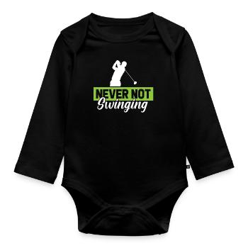 Golf Golfer Golfen - Baby Bio-Langarm-Body - Schwarz - Vorne