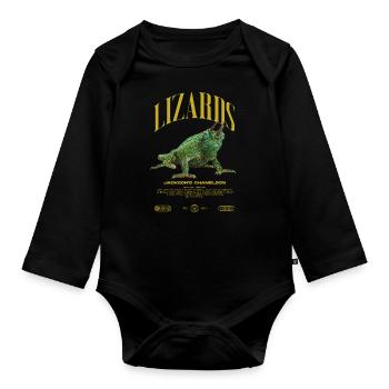 Jackson's Chamäleon Streetwear Eidechsenwärter - Baby Bio-Langarm-Body - Schwarz - Vorne