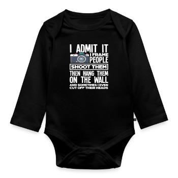 Funny Photographer Photographer - Organic Longsleeve Baby Bodysuit - black - Front
