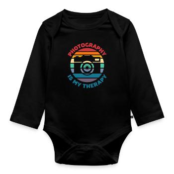 Photographer Photographer Therapy - Organic Longsleeve Baby Bodysuit - black - Front