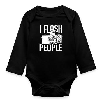 Photograph Blitz - Baby Bio-Langarm-Body - Schwarz - Vorne