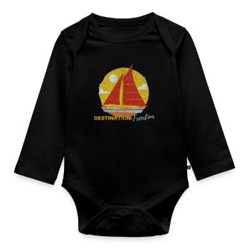Destination Freedom Sailing Boat On Sea - Baby Bio-Langarm-Body - Schwarz - Vorne