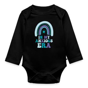 In My Anxiety Era Funny Rethinking - Organic Longsleeve Baby Bodysuit - black - Front