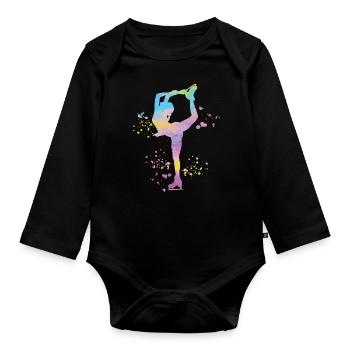 Eiskunstläufer Schlittschuhlaufen Eiskunstlauf - Baby Bio-Langarm-Body - Schwarz - Vorne