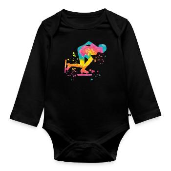 Eisschnellläufer Sportlerin Eisschnelllauf - Baby Bio-Langarm-Body - Schwarz - Vorne