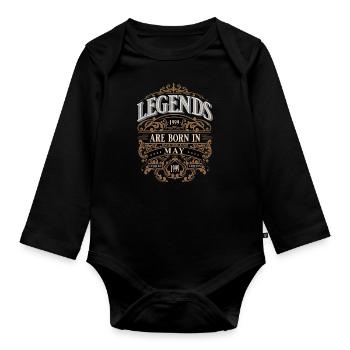 1999 May Born Birthday Year of Birth - Organic Longsleeve Baby Bodysuit - black - Front