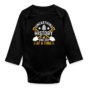 Lustiger Archäologie-enthusiast Und Zukunft - Baby Bio-Langarm-Body - Schwarz - Vorne