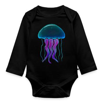 Leuchtende Qualle - Baby Bio-Langarm-Body - Schwarz - Vorne