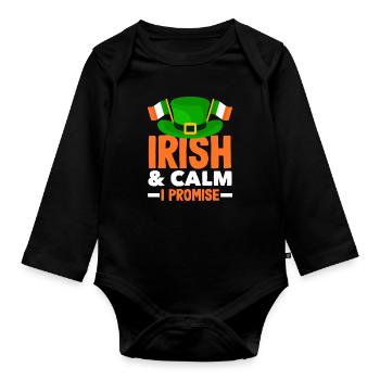Funny Irishman Ireland Gift - Organic Longsleeve Baby Bodysuit - black - Front