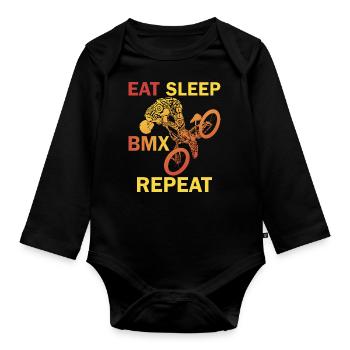 Eat Sleep Bmx Repeat Bicycle Racer - Baby Bio-Langarm-Body - Schwarz - Vorne