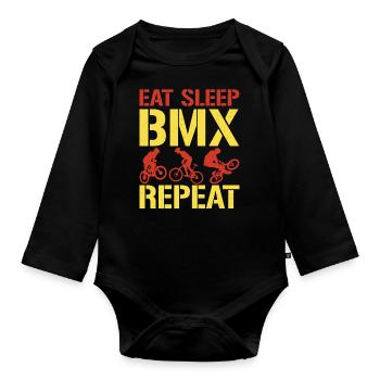 Eat Sleep Bmx Repeat Bicycle Racer - Baby Bio-Langarm-Body - Schwarz - Vorne