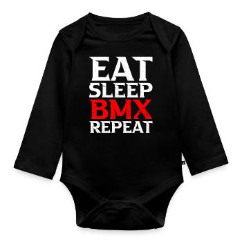 Eat Sleep Bmx Repeat Bicycle Racer - Baby Bio-Langarm-Body - Schwarz - Vorne