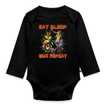 Eat Sleep Bmx Repeat Bicycle Racer - Baby Bio-Langarm-Body - Schwarz - Vorne