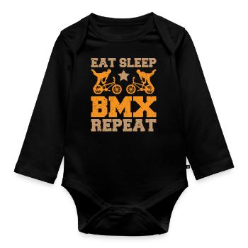 Eat Sleep Bmx Repeat Bicycle Racer - Baby Bio-Langarm-Body - Schwarz - Vorne