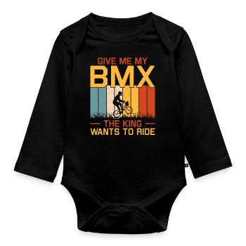 Bmx-fahrer Fahrrad Stunt Racing Kinder Jungen - Baby Bio-Langarm-Body - Schwarz - Vorne