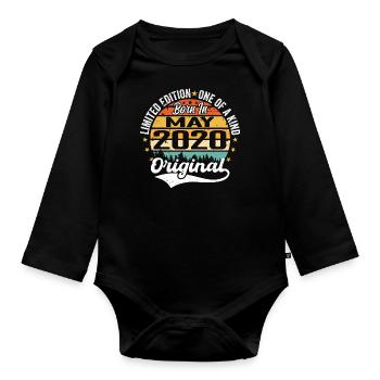 Mai 2020 Geburtstagsgeschenk geboren im Mai 2020 - Baby Bio-Langarm-Body - Schwarz - Vorne