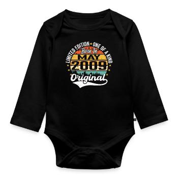 Mai 2009 Geburtstagsgeschenk geboren im Mai 2009 - Baby Bio-Langarm-Body - Schwarz - Vorne