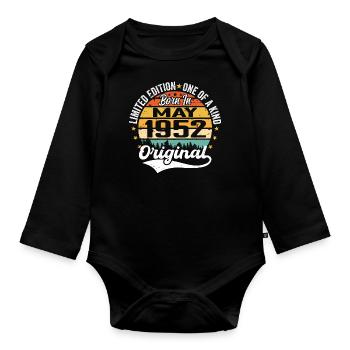 Mai 1952 Geburtstagsgeschenk geboren im Mai 1952 - Baby Bio-Langarm-Body - Schwarz - Vorne