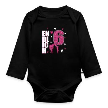 Endlich 6 Pferd Pony - Baby Bio-Langarm-Body - Schwarz - Vorne