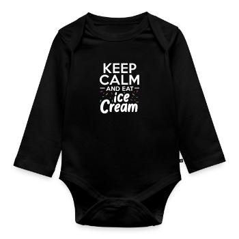 Crème glacée Crème glacée Crème glacée Cadeau d’été - Body Bébé bio manches longues - noir - Devant