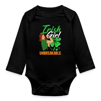 Funny Irishman Ireland Gift - Organic Longsleeve Baby Bodysuit - black - Front
