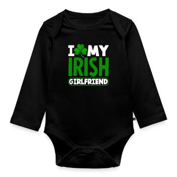 Funny Irishman Ireland Gift - Organic Longsleeve Baby Bodysuit - black - Front