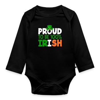 Funny Irishman Ireland Gift - Organic Longsleeve Baby Bodysuit - black - Front