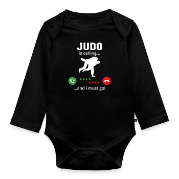 Judo ruft und ich muss gehen - Baby Bio-Langarm-Body - Schwarz - Vorne