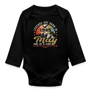 Mai 1965 Geburtstagsgeschenk Mai 1965 - 1965 Mai - Baby Bio-Langarm-Body - Schwarz - Vorne