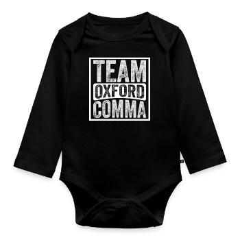 Équipe Oxford Virgule Grammaire Police Anglais Nerd - Body Bébé bio manches longues - noir - Devant