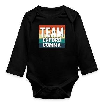 Équipe Oxford Virgule Grammaire Police Anglais Nerd - Body Bébé bio manches longues - noir - Devant