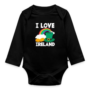 Funny Irish Ireland Gift - Organic Longsleeve Baby Bodysuit - black - Front