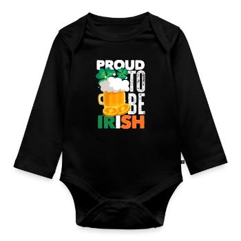 Funny Irishman Ireland Gift - Organic Longsleeve Baby Bodysuit - black - Front