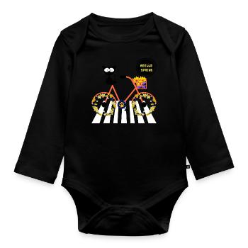 Hello Spring - Spring Cat - Spring Time Gardeners - Organic Longsleeve Baby Bodysuit - black - Front