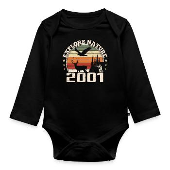Cadeau Anniversaire 2001 Classique Chasseur 2001 - Body Bébé bio manches longues - noir - Devant