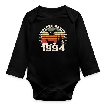 Cadeau Anniversaire 1994 Classique Chasseur 1994 - Body Bébé bio manches longues - noir - Devant