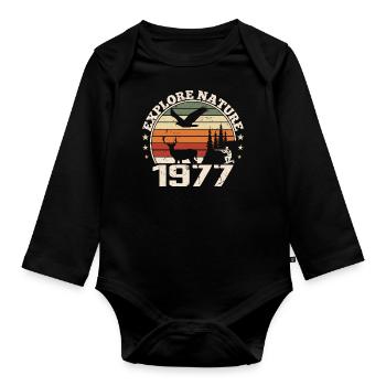 Cadeau Anniversaire 1977 Classique Chasseur 1977 - Body Bébé bio manches longues - noir - Devant