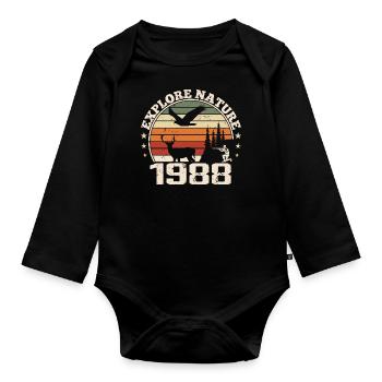 Cadeau Anniversaire 1988 Classique Chasseur 1988 - Body Bébé bio manches longues - noir - Devant