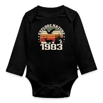 1983 Classic Hunter Anniversary Gift 1983 - Organic Longsleeve Baby Bodysuit - black - Front