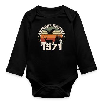 Cadeau Anniversaire 1971 Classique Chasseur 1971 - Body Bébé bio manches longues - noir - Devant