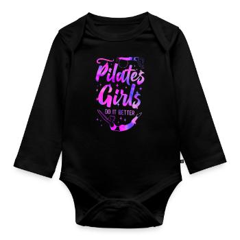 Pilates Instructor Teacher Pilates - Baby Bio-Langarm-Body - Schwarz - Vorne