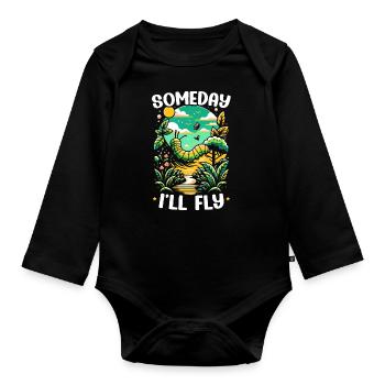 Cute Caterpillar Butterfly - Organic Longsleeve Baby Bodysuit - black - Front
