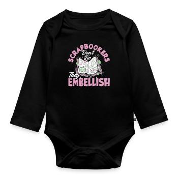 Memory Book, Scrapbook, Scrapbook, Scrapbook, Scrapbook - Organic Longsleeve Baby Bodysuit - black - Front