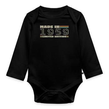 Jahrgang 1959 1959 Jahrgang 1959 Geburtstagsgeschenk - Baby Bio-Langarm-Body - Schwarz - Vorne