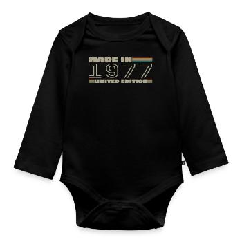Vintage 1977 Born in 1977 Birthday Gift - Organic Longsleeve Baby Bodysuit - black - Front