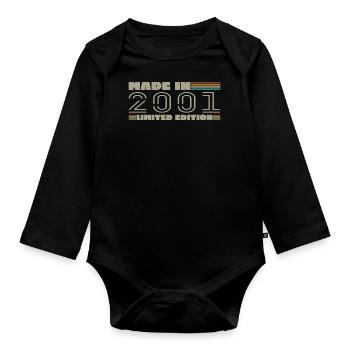 Vintage 2001 2001 Born in 2001 Birthday Gift - Organic Longsleeve Baby Bodysuit - black - Front